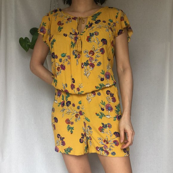Old Navy Yellow Floral Romper Size Small - Picture 3 of 14